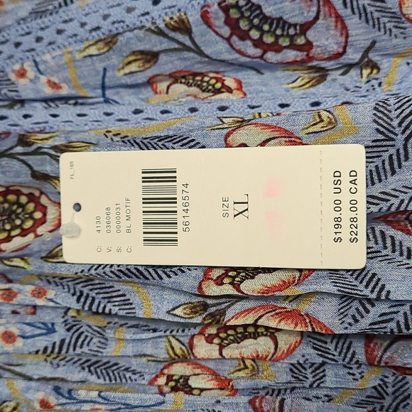 Anthropology brand new Bhanuni by Jyot pale blue floral dress size XL - Picture 3 of 4